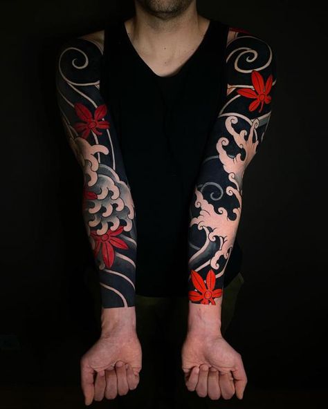 Japanese Wave Tattoo Designs with Meaning | Art and Design Japanese Waves Tattoo, Wave Tattoo Sleeve, Japanese Wave Tattoo, Neo Japanese, Japanese Wave Tattoos, Tattoo Designs With Meaning, Wave Tattoos, Designs With Meaning, Wave Tattoo Design