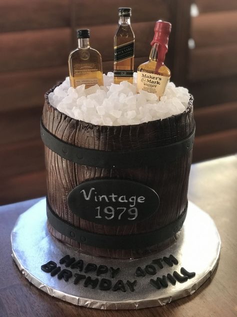 46 Birthday Cake Ideas For Men, Bourbon Cake Ideas, Bourbon Birthday Cake Design, Bourbon Bottle Cake, Bourbon Barrel Cake, 65th Birthday Cakes, Bourbon Cake Design, Bourbon Themed Cake, 35 Birthday Cake For Men