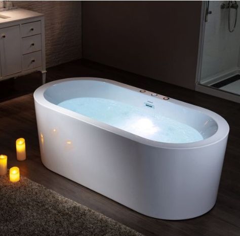 Woodbridge BJ200 Massaging Tub Whirlpool Freestanding Bathtub, Heated Bathtub, Air Tub, White Tub, Addition Ideas, Shower Wall Panels, Whirlpool Tub, Standing Bath, Shower Base