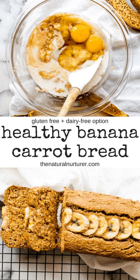 This healthy banana bread is incredibly delicious & easy to make, but is loaded with veggies! Banana Carrot bread is the new star of breakfast. #glutenfree #veggieloaded #healthybreakfastrecipe #healthybananabreadrecipe Carrot Bread Healthy, Banana Carrot Bread, Carrot Bread Recipe, Breakfast Gluten Free, Gluten Recipes, Bread Gluten Free, Carrot Bread, Oatmeal Banana, Banana Bread Recipe Healthy