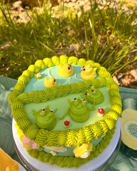 frog pond cake! 🐸 🐥🪷🍄 Pond Cake, Frog Pond, 21st Birthday Cake, Hello Kitty Cake, Gender Reveal Cake, Graduation Cakes, Rainbow Cake, Flower Cake, Cake Designs