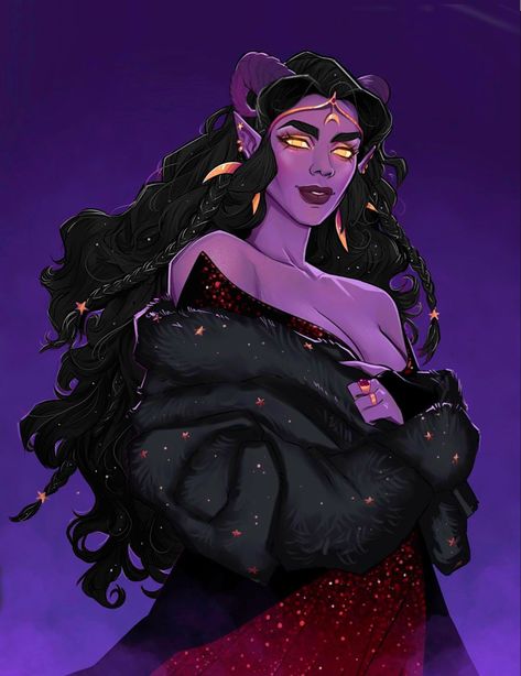 Lunar Tiefling, Tiefling Female Purple Skin, Purple Tiefling Art, Purple Dnd Character, Purple Teifling Girl, Tiefling Purple, Tiefling Sorcerer Female, Purple Tiefling Female, Tiefling Oc