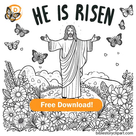 Jesus is Risen Coloring Page Bible Clipart, The Empty Tomb, Empty Tomb, Jesus Is Risen, Christ Is Risen, Easy Coloring, Easter Coloring Pages, The Resurrection, Easter Colouring