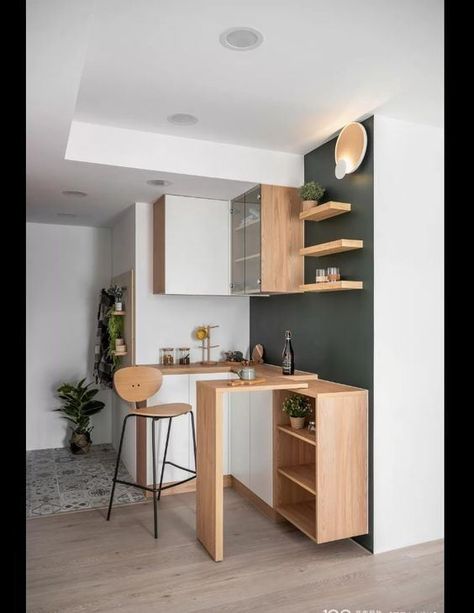 Corner Mini Kitchen, Mini Bar Apartment Small Spaces, Mini Airbnb, Ikea Mini Kitchen, Studio Kitchenette, Kitchenette Design, Hangout Space, Home Bar Ideas, Tiny Kitchen Design