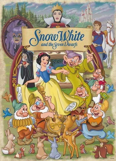 Snow White Book, Snow White Movie, Disney Poster, Disney Puzzles, Snow White Seven Dwarfs, Classic Disney Movies, Animation Disney, Sette Nani, Classic Disney Characters