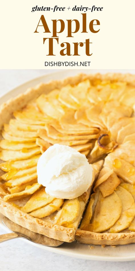 Reaching for a slice of gluten-free apple tart. Easy Apple Tart, Apple Tart Recipe, Sliced Apples, Tart Baking, Egg Free Recipes, Shortbread Crust, Apple Tart, Cooked Apples, Easiest Apples