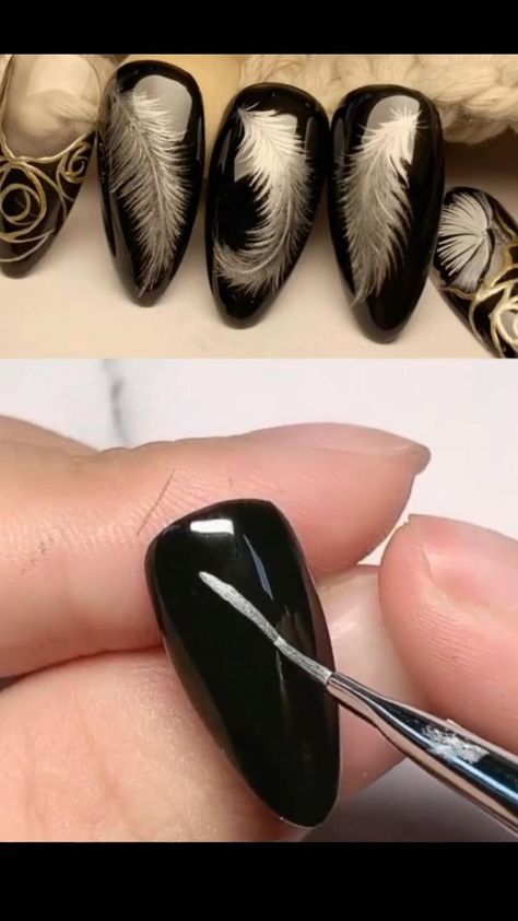 Feather Nail, Feather Nail Art, Deco Nails, Diy Feather, Feather Nails, Nail Art Designs Images, Boho Nails, Art Deco Nails, Gel Nail Art Designs