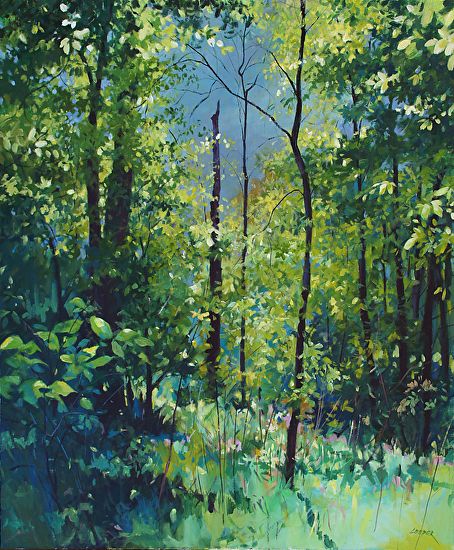 Christopher Leeper - Work Zoom: Spring Storm Mossy Tree Painting, Mist Forest Painting, Forest Painting Gouache, Redwood Forest Painting, Forest Impressionism, Impressionist Forest Painting, Abstract Tree Painting, Tropical Painting, Fine Art Landscape Photography