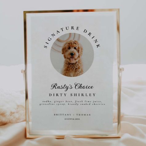 Signature Drink Wedding Bar Pet Photo Sign Menu for $11.25 - Wedding Table Serving & Decorations Reception Bar Decor, Signature Drink Wedding, Signature Drinks Wedding, Signature Cocktail Drinks, Drink Wedding, Wedding Drink Bar, Drinks Wedding, Signature Wedding Drinks Sign, Reception Bar