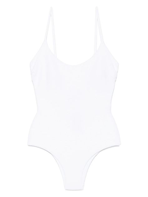 white removable pads scoop back Be mindful to try on swimwear over your own garments. Wardrobe Sale, Yoko London, White Swimsuit, Wardrobe Edit, Wardrobe Accessories, Demi Fine Jewelry, Be Mindful, Exclusive Fashion, Ballet Flat Shoes