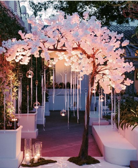 Cherry Blossom Wedding Outdoor, Japanese Cherry Blossom Wedding Decor, Sakura Wedding Decoration, Cherry Blossom Tree Indoor, Cherry Blossom Quinceanera Theme Decorations, Wedding Cherry Blossom Theme, Cherry Blossom Theme Birthday Party, Cherry Blossom Event, Wedding Trees Indoor