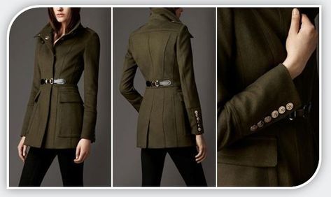 Military Inspired Fashion, Green Wool Coat, Natalia Romanova, Clothing Finds, Green Trench Coat, Trench Coat Dress, Olive Green Jacket, Kate Beckett, Cashmere Jacket