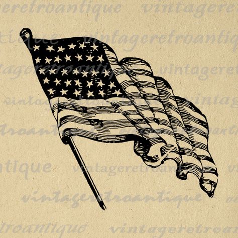 Digital Image American Flag Download Printable Graphic Vintage Clip Art  @ vintageretroantique.com #DigitalArt #Printable #Art #VintageRetroAntique #Digital #Clipart #Download American Flag Clip Art, Flag Drawing, Burlap Background, Throw Pillow Fabric, Vintage Clip Art, Vintage American Flag, Classic Americana, Antique Illustration, Clip Art Vintage