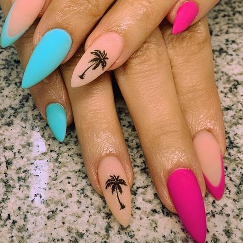 Miami Vice Nails, Miami Nails Ideas, Nails Miami, Western Nails, Miami Nails, Purple Acrylic Nails, Finger Paint, Super Cute Nails, Purple Acrylic