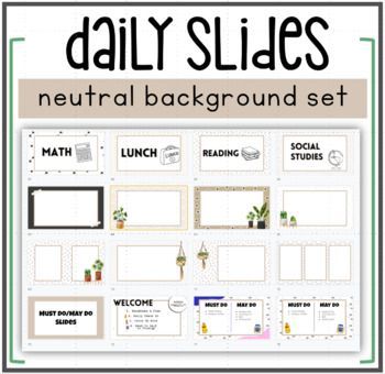 Unique classroom slides set with neutral patterns and daily Google Slides templates. Perfect for teachers and Classroom Slides, Neutral Patterns, Google Slides Templates, Powerpoint Tips, Slide Background, Classroom Printables, Future Classroom, Microsoft Powerpoint, Resource Classroom