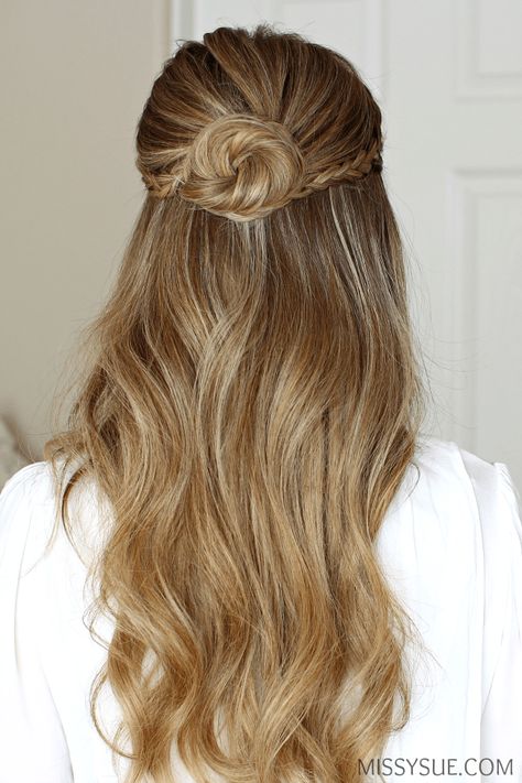 Half Pony Hairstyles, Half Up Half Down Bun, Down Bun, Pony Hairstyles, Half Up Half Down Hair Prom, Braided Hairdo, Half Up Half Down Hairstyles, Prom Hairstyles For Long Hair, Half Up Half Down Hair