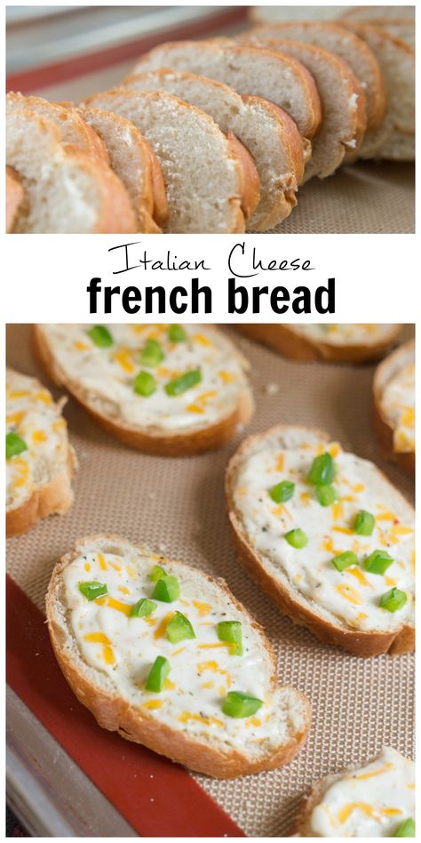 French Bread Appetizers, Cheese French Bread, Bread Italian, Made To Be A Momma, Yummy Appetizers Parties, Dessert Bites, Bread Appetizers, Italian Cheese, Cheese Appetizers