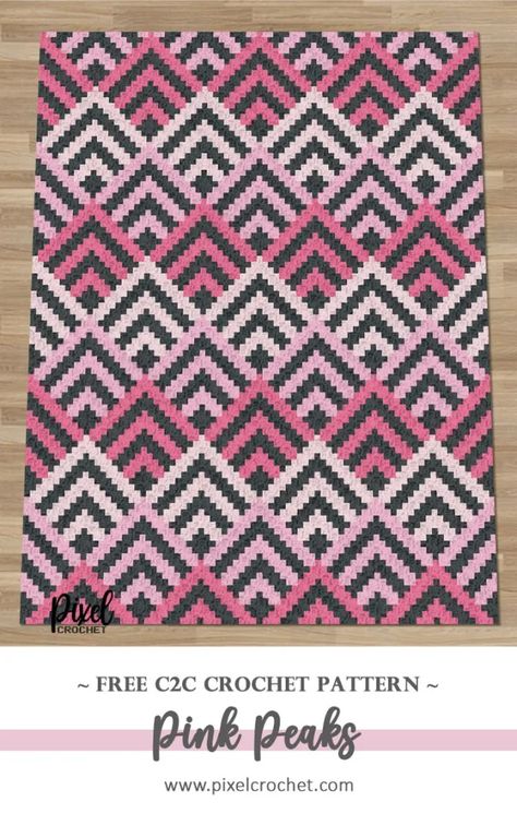 C2c Crochet Designs, Crochet C2c Pattern Free Charts, C2c Crochet Blanket Pattern Free Charts, Crochet Pink Blanket, Free C2c Graphgan Patterns, C2c Crochet Pattern Free Charts, Pixel Crochet Pattern Free, Graphgan Crochet Patterns, Crochet Graphgan Patterns