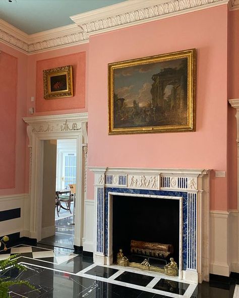 Living Room Paint Colors, White Molding, Peach Walls, Coral Walls, White Fireplace, Room Paint Colors, Dose Of Colors, Paint Colors For Living Room, Antique Pink