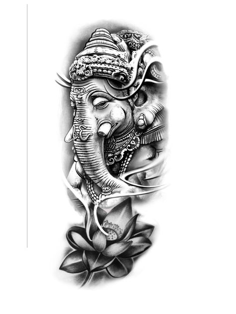 Budda Tattoo Men, Ganesh Tattoo Design, Rudraksh Tattoo, Ganesha Tattoo Sleeve, Ganesha Tattoo Design, Ganesh Tattoos, Texture Tattoo, Cambodian Tattoo, Buda Tattoo