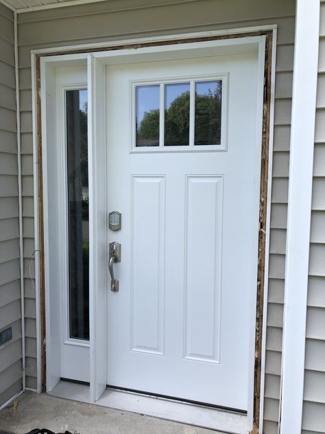 White Front Door Ideas, Front Door With One Sidelight, Glass Front Doors, White Front Door, Front Door Ideas, House Front Door, Glass Front Door, Door Ideas, Front Doors