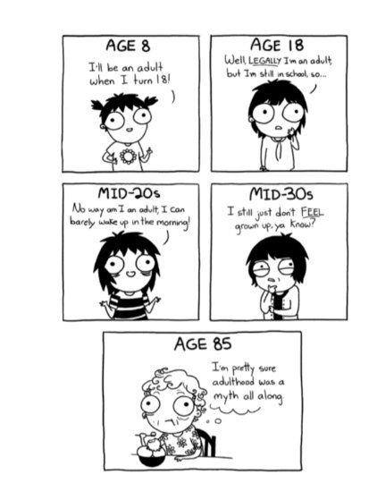 Goodreads | Adulthood Is a Myth (Sarah's Scribbles, #1) by Sarah Andersen — Reviews, Discussion, Bookclubs, Lists Sarah Scribbles, Sarah Anderson Comics, Sarah's Scribbles, Sarah Andersen, Sarah Anderson, The Awkward Yeti, Comics Strips, 4 Panel Life, Funny Comic Strips