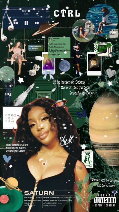 life’s better on saturn 🪐 J Cole Lyrics Quotes, Sza Aesthetic Wallpaper Blue, Sza Collage Wallpaper, Cd Idea, Sza Singer, 3d Wallpaper Cute, Cute Images For Wallpaper, Trippy Iphone Wallpaper, Wallpaper Iphone Boho