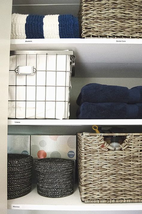 DIY Linen Closet Organization - The Charming Detroiter Diy Linen Closet, Small Linen Closet Organization, Small Linen Closet, Linen Closet Makeover, Old Sheets, Cupro Fabric, Egyptian Cotton Towels, Linen Closet Organization, Wire Storage