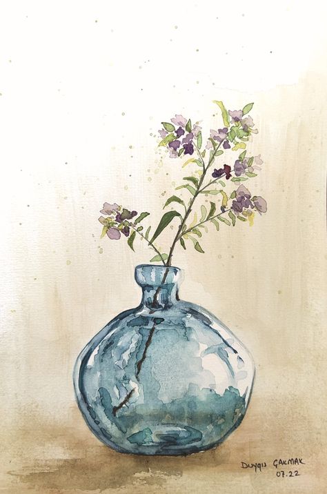 Watercolor Glass Vase, Flower Vase Watercolor, Watercolor Vase, Vase Watercolor, Loose Watercolor Flowers, Conceptual Sketches, Floral Watercolor Paintings, Flowers In Jars, Watercolor Pictures