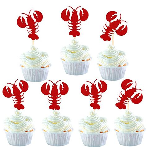 She Found Her Lobster, Crab Cupcakes, Crab Boil Party, Lobster Party, Crab Party, Beach Cupcakes, Nautical Decorations, Bbq Seafood, Nautical Bachelorette