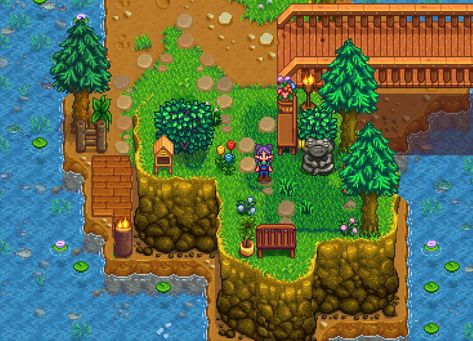 Star Dew Valley Farm Layouts River, Stardew Town Decor, Stardew Valley Town Decoration Ideas, Stardew Valley Town Decoration, Stardew Town Decoration, Stardew Valley Quarry Layout, Stardew Valley Town Decor, Stardew Decor, Stardew Valley Decoration Ideas