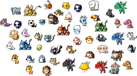 MapleStory Pets by xfLiPjamsX on DeviantArt Maple Story Characters, Maplestory Art, Matching Tattoos For Siblings, Maple Story, Doddle Art, Dots Game, Pixel Characters, Pet Dragon, Cat Sketch