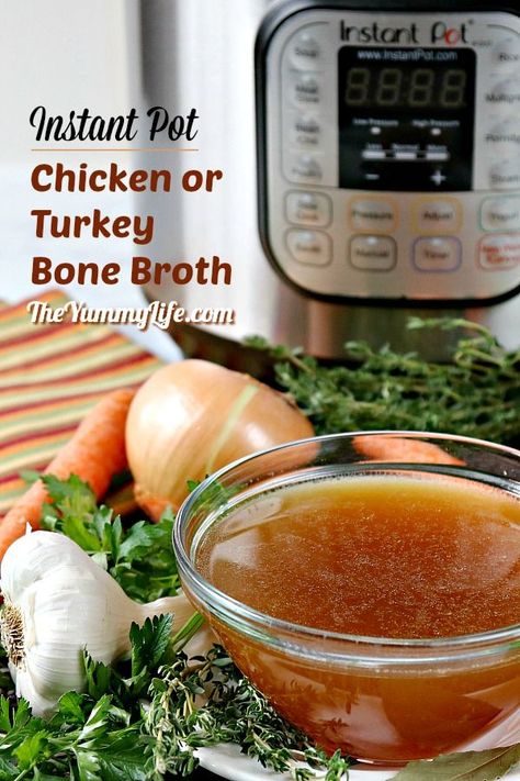 Bone Broth Instant Pot, Turkey Bone Broth, Pressure Cooker Turkey, Thanksgiving Soups, Make Bone Broth, Bone Broth Soup, Instant Pot Turkey, Turkey Soup Recipe, Homemade Bone Broth