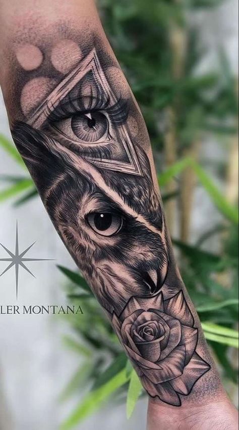 Realistic Owl Tattoo, Owl Tattoo Sleeve, Owl Tattoo Drawings, Animal Sleeve Tattoo, Realistic Tattoo Sleeve, Girls With Sleeve Tattoos, Forarm Tattoos, Forearm Sleeve Tattoos, Cool Forearm Tattoos