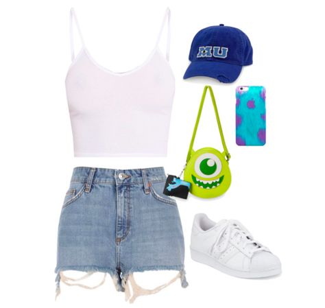 Monsters Inc Hat Outfit, Disneybound Park Outfits, Disney Bound Monsters Inc, Disney Inspired Outfits Summer, Alice In Wonderland Disney Outfit, Monsters Inc Outfit Ideas, Disney Parks Outfits Summer, Monsters Inc Inspired Outfits, White Disney Outfit