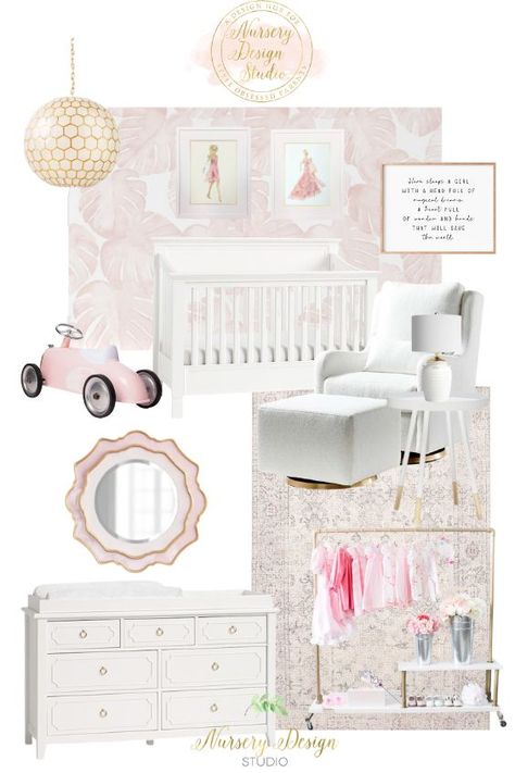 Portfolio - Nursery Design Studio Barbie Nursery Theme, Pink Nurseries, Barbie Nursery, Nursery Design Board, Pretty Barbie, Nursery Designs, Girls Room Wallpaper, Girls Room Design, Baby Nursery Inspiration