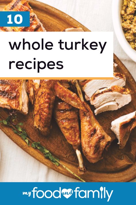 10 Whole Turkey Recipes – The key to a great Thanksgiving is a tur-KEY! Click here to find a list of tasty and flavorful recipes for cooking a whole turkey. Find delicious options like Brined Turkey Recipe, Dijon Roasted Turkey Recipe, and Garlic Herb-Brined Turkey. Dark Meat Turkey Recipes, Season A Turkey, Turkey Recipes Leftover, Turkey Pot Pie Soup, Easy Leftover Turkey Recipes, Best Thanksgiving Turkey Recipe, Turkey Meals, Easy Turkey Recipes, Dollar Diy