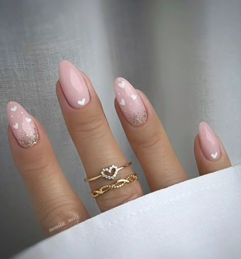 Minimal Nail, White Rings, February Nails, Minimal Nails, Girly Acrylic Nails, Casual Nails, Nail Style, Neutral Nails, Heart Nails