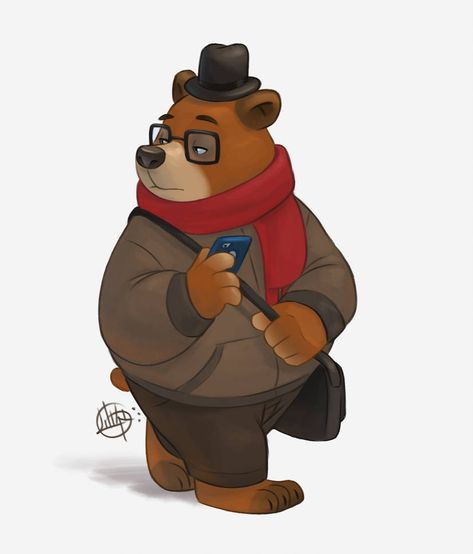 Luigi Lucarelli, Bear Character Design, Walking To Work, Bear Walking, Character Design Concept Art, Bear Character, Book Artwork, Doodle Art Drawing, Cartoon World