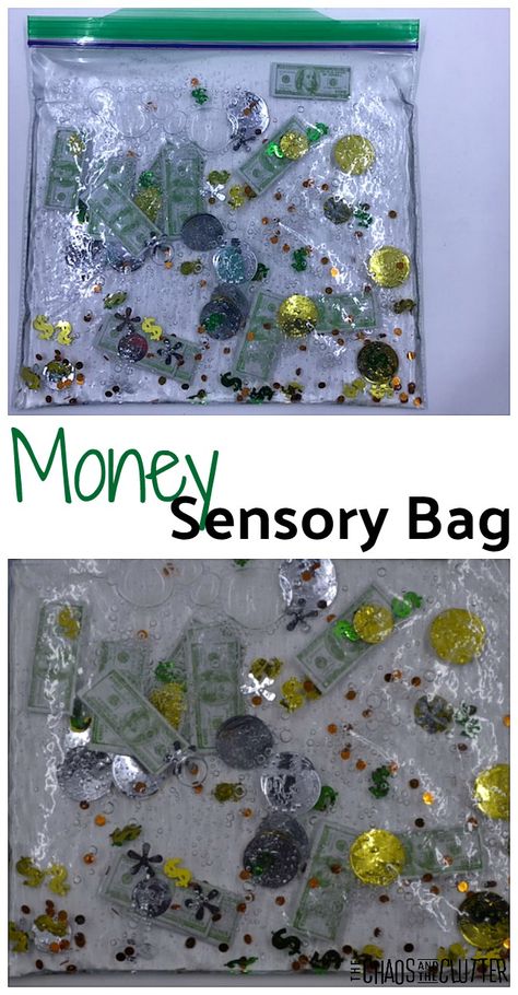 Money Sensory Bag - great addition to a unit study #math #sensory Money Sensory Activities, Prek Money Activities, Money Sensory Bin, Money Activities Eyfs, Money Activities For Preschool, Money Activities For Kids, Shabbat Crafts, Letter M Activities, Infant Sensory