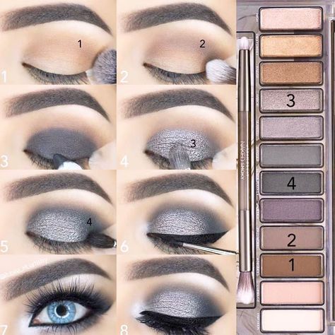 How to do a Smokey Eye for Blue Eyes picture 5 Smokey Eyes Tutorial, Grey Smokey Eye, Smokey Eye Easy, Grey Makeup, Makeup Steps, Beginners Eye Makeup, Smokey Eye Tutorial, Smokey Eye Makeup Tutorial, Smink Inspiration