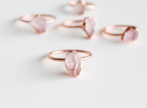 10 Pieces of Jewelry for People Who Are Obsessed with Crystals | Brit + Co Raw Rose Quartz Ring, Electroformed Ring, Raw Stone Ring, Cocktail Sauce, Rose Quartz Jewelry, Raw Rose Quartz, Antique Engagement Ring, Freshwater Pearl Ring, Electroformed Jewelry