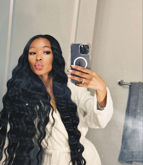 Long Wavy Quick Weave Black Women, Indian Wavy Hair, Wavy Bundles, Mary Pictures, Sew In Hairstyles, Crimped Hair, Birthday Hair, Dope Hairstyles, Hair Laid