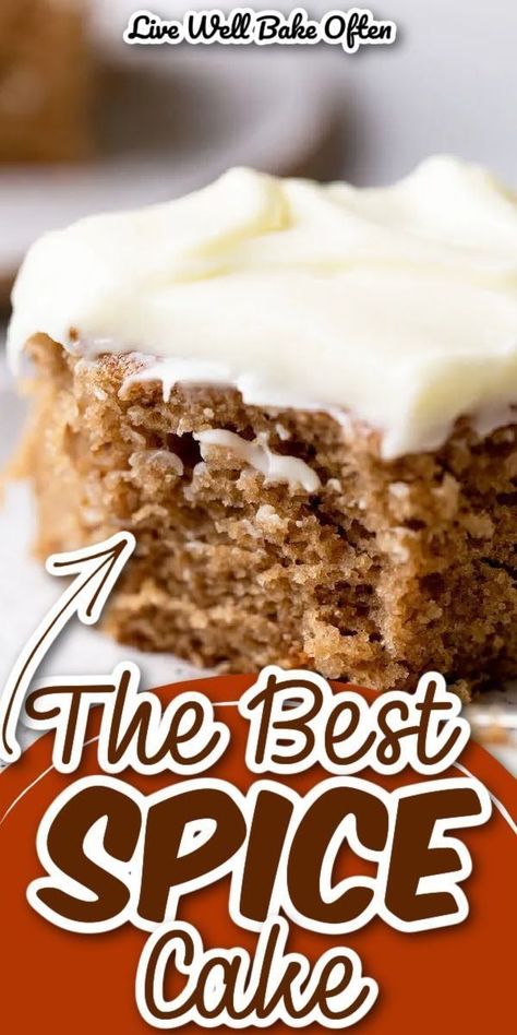 Do you need the perfect fall dessert? This homemade spice cake from Live Well Bake Often is easy to make, moist, delicious, and filled with several different spices. This cake is perfect for the holidays or an easy fall dessert! Homemade Spice Cake Recipe, Spice Cake Mix Recipes, Homemade Spice Cake, Live Well Bake Often, Moist Spice Cake, Spice Cake Recipe, Spice Cake Recipes, Fall Desserts Easy, Spice Cake Mix