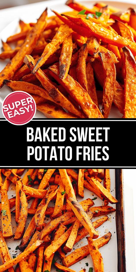 Baked Sweet Potato Fries are a great way to enjoy fries without the guilt. They are crispy, tasty, and nutritious. They are also easy to make with a few simple ingredients and steps. You can customize them with your favorite seasonings and sauces. Perfect Baked Sweet Potato, Best Baked Sweet Potato, Sweet Potato Fries Recipe, Ms Recipes, Baked Sweet Potato Fries, Crispy Sweet Potato Fries, Sweet Potato Recipes Fries, Sweet Potato Fries Baked, Crispy Sweet Potato