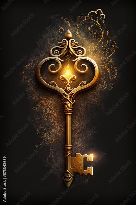 Golden Key Wallpaper, Gold Key Aesthetic, Digital Drawing Tips, Key Wallpaper, Fantasy Key, Jungkook X Reader, Magical Key, Digital Art Programs, Ancient Key