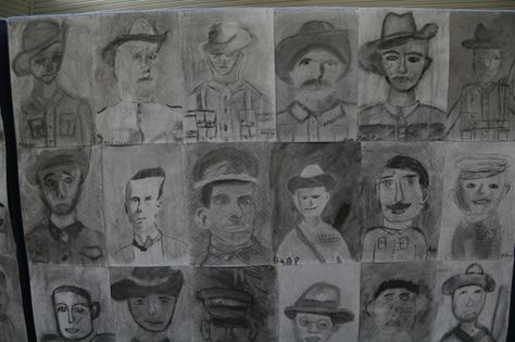 ANZAC Soldier Charcoal Year 6 Anzac Soldiers, Anzac Day, Day Work, Social Science, Mount Rushmore, Soldier, Natural Landmarks, Art