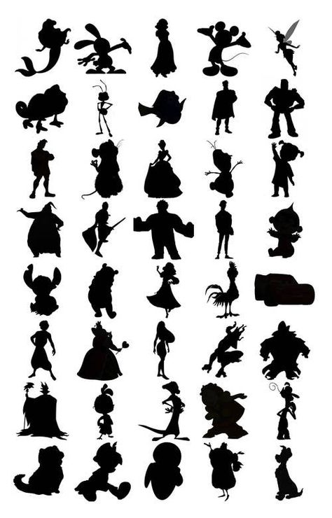 Disney Characters Silhouettes, Disney Silhouette Art, Silhouette Disney, Deco Disney, Cartoon Silhouette, Rainbow Drawing, Disney Silhouette, Disney Silhouettes, Pub Quiz