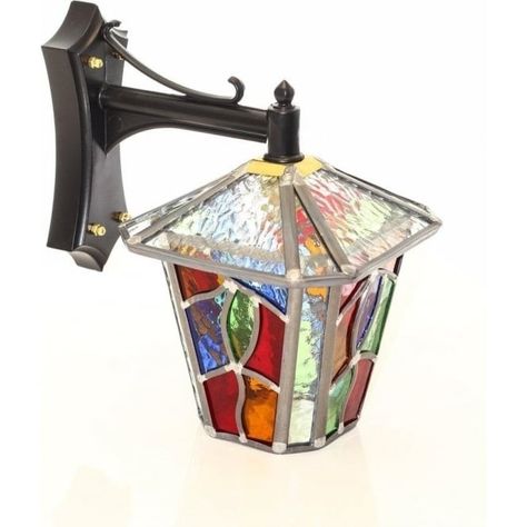 Stained glass outdoor wall lights are right tips to be able to create your wall lighting more amazing. Stained Glass Outdoor, Lantern Decor Living, Stained Glass Wall, Stained Glass Light, Victorian Wall, Light Pole, Exterior Wall Light, Led Light Fixtures, Garden Deco