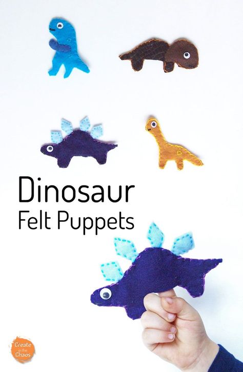 Dinosaur Puppet, Easy Felt Crafts, Finger Puppet Patterns, Felt Puppets, Felt Craft Projects, Puppets For Kids, Felt Finger Puppets, Puppet Patterns, Felt Crafts Patterns